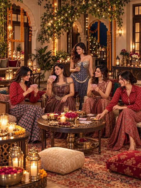 Friends in JIVA festive outfits at a celebration